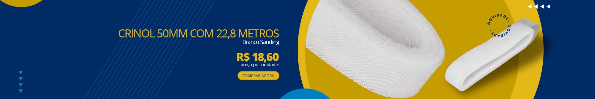 Crinol 50mm Com 22,8 Metros Branco Sanding