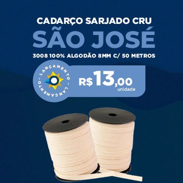 CADARÇO SARJADO CRU 3008 100% ALGODÃO 8MM C/ 50 METROS SÃO JOSÉ