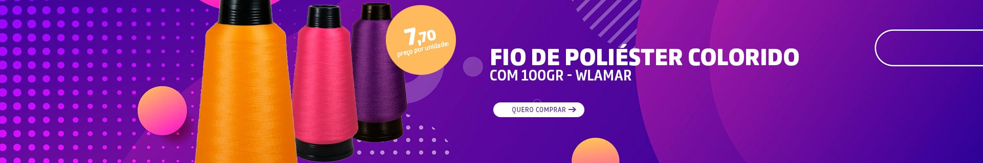 Fio de Poliéster Colorido com 100gr Un Wlamar