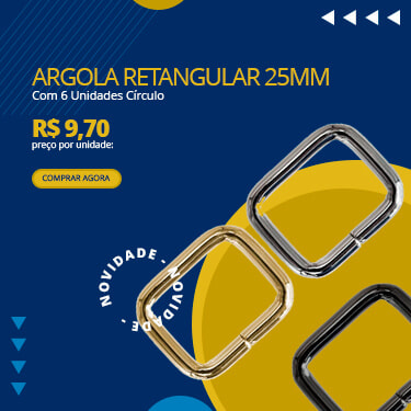 Argola Retangular 25mm Com 6 Unidades Círculo