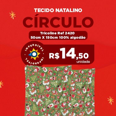TECIDO TRICOLINE NATAL REF 2420 50CM X 150CM 100% ALGODÃO CÍRCULO