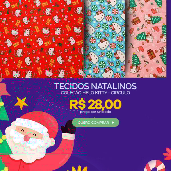 Tecidos Natalinos Hello Kitty