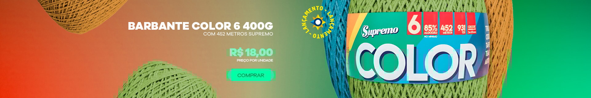 Barbante Color 6 400g Com 452 Metros Supremo