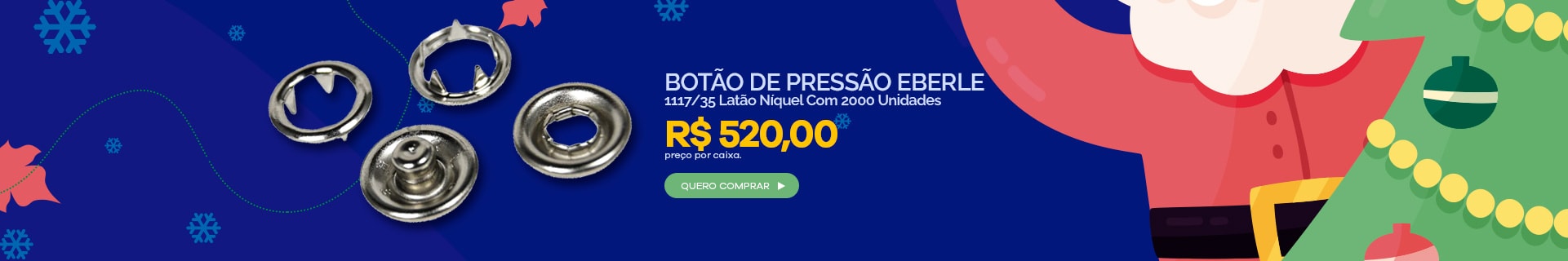 Botão de Pressão Eberle 1117/35 Latão Níquel Com 2000 Unidades