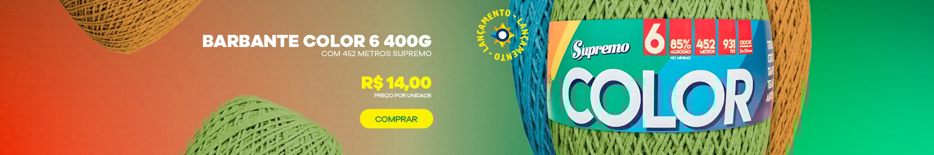 Barbante Color 6 400g Com 452 Metros Supremo