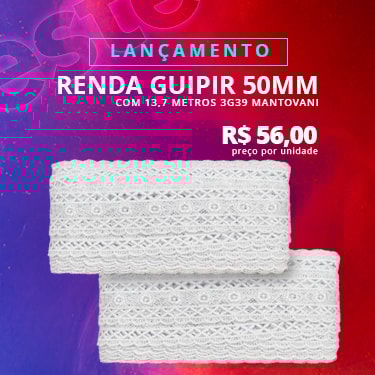 Renda Guipir 50mm Com 13,7 Metros 3G39 Mantovani