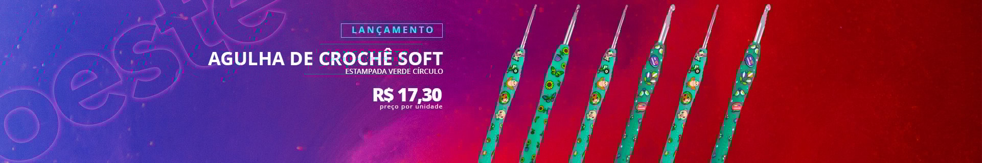 Agulha de Crochê Soft Estampada Verde Círculo