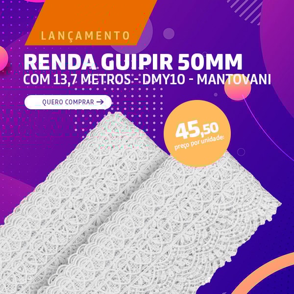 Renda Guipir 50mm Com 13,7 Metros DMY10 Mantovani