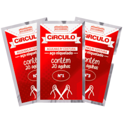 Agulha de Costura a Mão Aço Niquelado nº 1 a nº 3 Kit c/20Un Círculo Agulha de Costura a Mão Aço Niquelado nº 1 a nº 3 Kit c/20Un Círculo