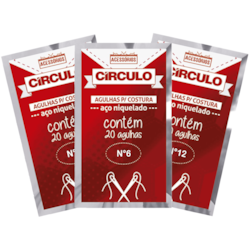 Agulha de Costura a Mão Aço Niquelado N°6 A N°12 Kit c/20 Unidades Círculo Agulha de Costura a Mão Aço Niquelado N°6 A N°12 Kit c/20 Unidades Círculo