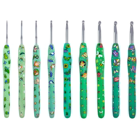 Agulha de Crochê Soft Estampada Verde Círculo