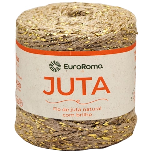 Barbante Fio de Juta Natural Com Brilho 10/4 Com 77 Metros Euroroma