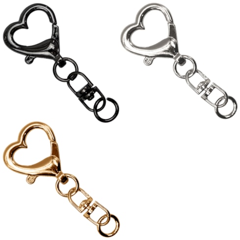 Chaveiro Mosquetão de Coração 21,5mm x 49,5mm Com 6 Unidades Círculo