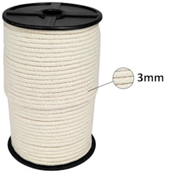 Cordão Trançado 100% Algodão Cru 3mm Ref 3040-C c/50m São José