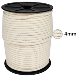 Cordão Trançado 100% Algodão Cru 4mm Ref 3041-C c/50m São José