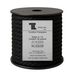 Cordão Trançado Algodão 5mm Ref A-10 Com 50 Metros Tress Line