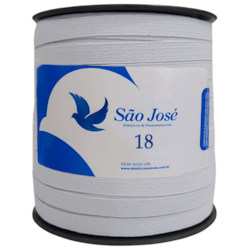 Elástico de Embutir Pigeon 18 Branco 11mm c/100m São José Elástico de Embutir Pigeon 18 Branco 11mm c/100m São José