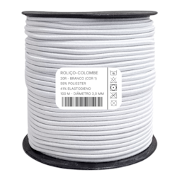 Elástico Roliço Colombe 3mm Ref R.20 Branco Com 100 Metros São José Elástico Roliço Colombe 3mm Ref R.20 Branco Com 100 Metros São José