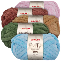 Fio Puffy Para Crochê e Tricô de Dedo Com 28 Metros Círculo