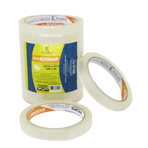 Fita Adesiva Koretech 12mm x 40m Embalagem Com 10 Unidades