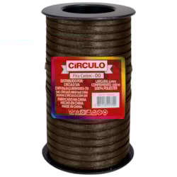 Fita de Cetim 4mm Com 100 Metros Marrom Círculo