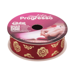 Fita de Cetim Estampada Progresso ECF 005H 22mm Com 10 Metros Fita de Cetim Estampada Progresso ECF 005H 22mm Com 10 Metros