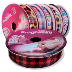 Fita de Cetim Festa Junina 15mm ECF003TR Com 10 Metros Progresso