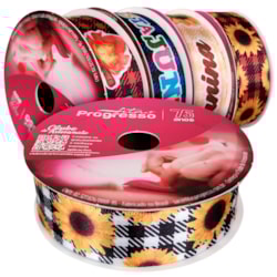 Fita de Cetim Festa junina 22mm Com 10 Metros ECF005TR Progresso