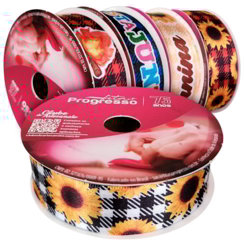 Fita de Cetim Festa junina 22mm Com 10 Metros ECF005TR Progresso