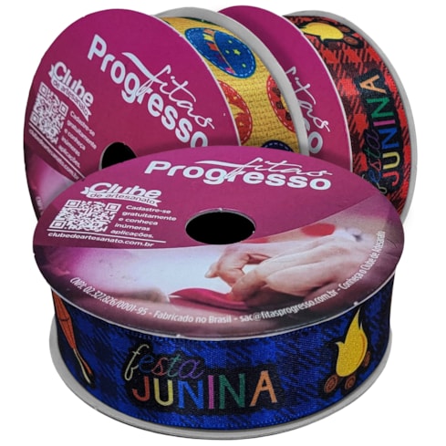 Fita de Cetim Festa Junina 22mm ECF 005TR Com 10 Metros Progresso
