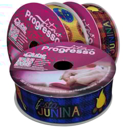 Fita de Cetim Festa Junina 22mm ECF 005TR Com 10 Metros Progresso Fita de Cetim Festa Junina 22mm ECF 005TR Com 10 Metros Progresso