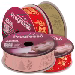 Fita de Cetim Natalina 22mm Com 10 Metros ECF 005H Progresso Fita de Cetim Natalina 22mm Com 10 Metros ECF 005H Progresso