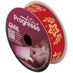 Fita de Cetim Natalina 22mm Com 10 Metros ECF 005H Progresso Fita de Cetim Natalina 22mm Com 10 Metros ECF 005H Progresso