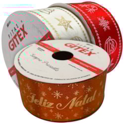 Fita de Cetim Natalina 38mm Com 10 Metros 1500/9 Gitex Fita de Cetim Natalina 38mm Com 10 Metros 1500/9 Gitex