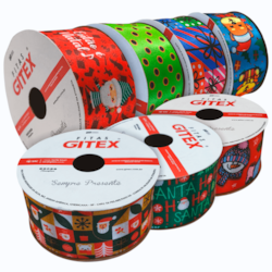 Fita de Cetim Natalina 38mm Com 10 Metros 4600/9 Gitex Fita de Cetim Natalina 38mm Com 10 Metros 4600/9 Gitex