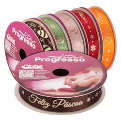 Fita de Cetim Páscoa 15mm ECF 003H Com 10 Metros Progresso Fita de Cetim Páscoa 15mm ECF 003H Com 10 Metros Progresso
