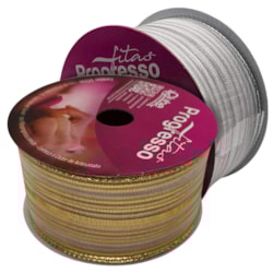 Fita de Organza Metalizada 38mm Com 10 Metros M007 Progresso Fita de Organza Metalizada 38mm Com 10 Metros M007 Progresso