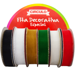 Fita de Voal 22mm Com Ourela 100% Poliamida c/10 Metros Círculo Fita de Voal 22mm Com Ourela 100% Poliamida c/10 Metros Círculo