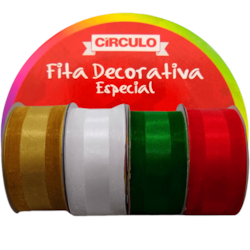 Fita Decorativa Com Centro de Cetim 38mm c/10 Metros Círculo Fita Decorativa Com Centro de Cetim 38mm c/10 Metros Círculo