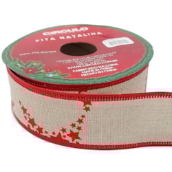 Fita Decorativa Natalina Estampada Estrela 38mm c/10 Metros Círculo Fita Decorativa Natalina Estampada Estrela 38mm c/10 Metros Círculo