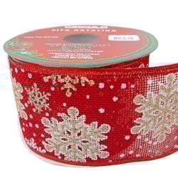 Fita Decorativa Natalina Estampada Floco de Neve 63,5mm c/10m Círculo Fita Decorativa Natalina Estampada Floco de Neve 63,5mm c/10m Círculo