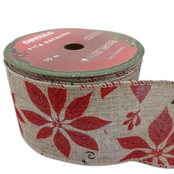 Fita Decorativa Natalina Estampada Flor Vermelha 63,5mm c/10m Círculo Fita Decorativa Natalina Estampada Flor Vermelha 63,5mm c/10m Círculo