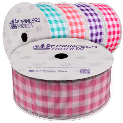 Fita Gorgurão Festa Junina 38mm Com 10 Metros Xadrez Princess