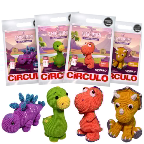 Kit Amigurumi Coleção Dinos Círculo