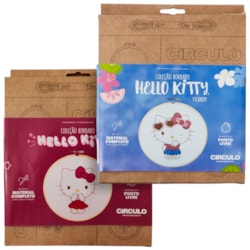 Kit de Bordado Ponto Livre Coleção Hello Kitty Círculo Kit de Bordado Ponto Livre Coleção Hello Kitty Círculo