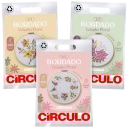 Kit Para Bordado Coleção Floral Círculo Kit Para Bordado Coleção Floral Círculo