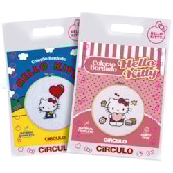 Kit Para Bordado Coleção Hello Kitty Círculo Kit Para Bordado Coleção Hello Kitty Círculo