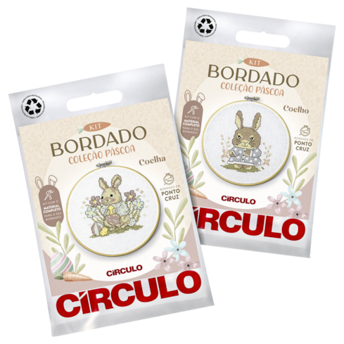 Kit Para Bordado Ponto Cruz Coleção Páscoa Círculo