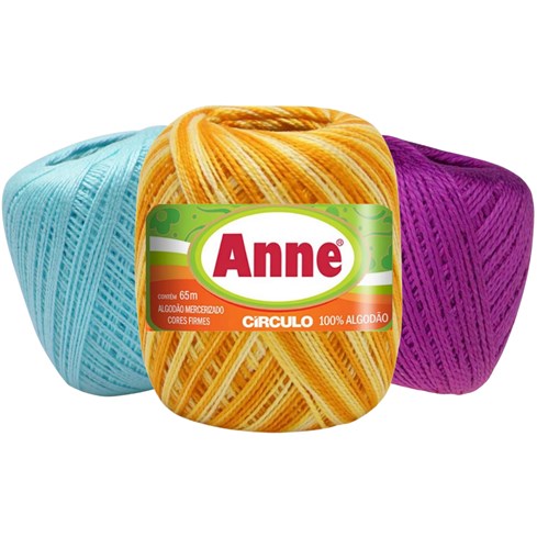 Linha de Crochê Anne 65 com 65 Metros 100% Algodão Círculo