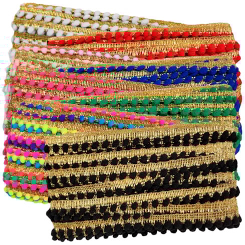 Pompom de Carnaval Metalizado 10mm Com 25 Metros Ouro NYBC
